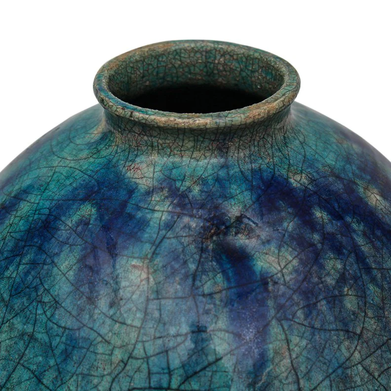 Vintage Handmade Fulper Flambed Drip Glaze with Crackle Vase - Image 3