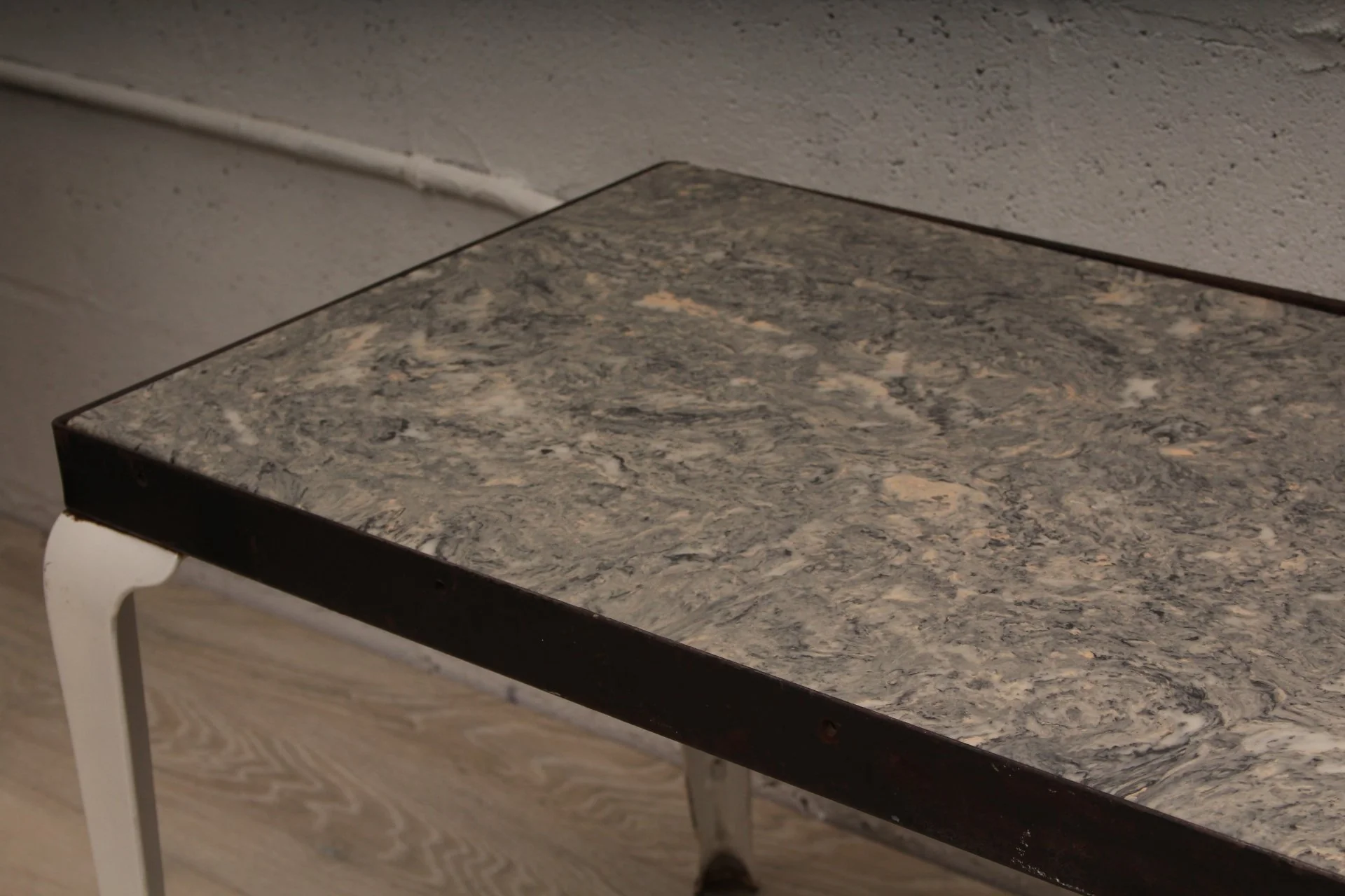 Vintage Industrial Marble & Iron Indoor Outdoor Coffee Table - Image 3