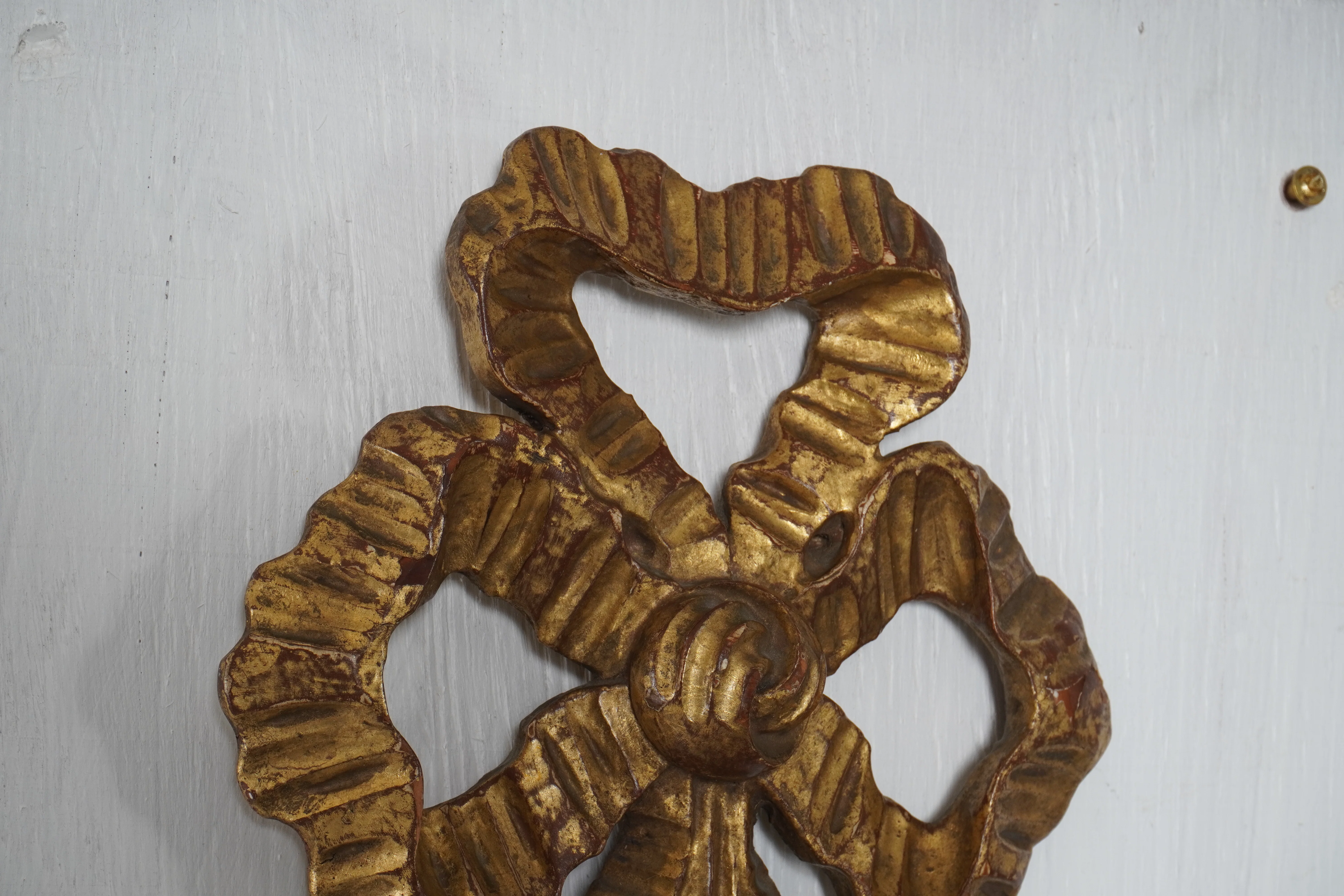 Vintage Italian Carved Gilt Wood & Metal Wall Sconces - Image 3