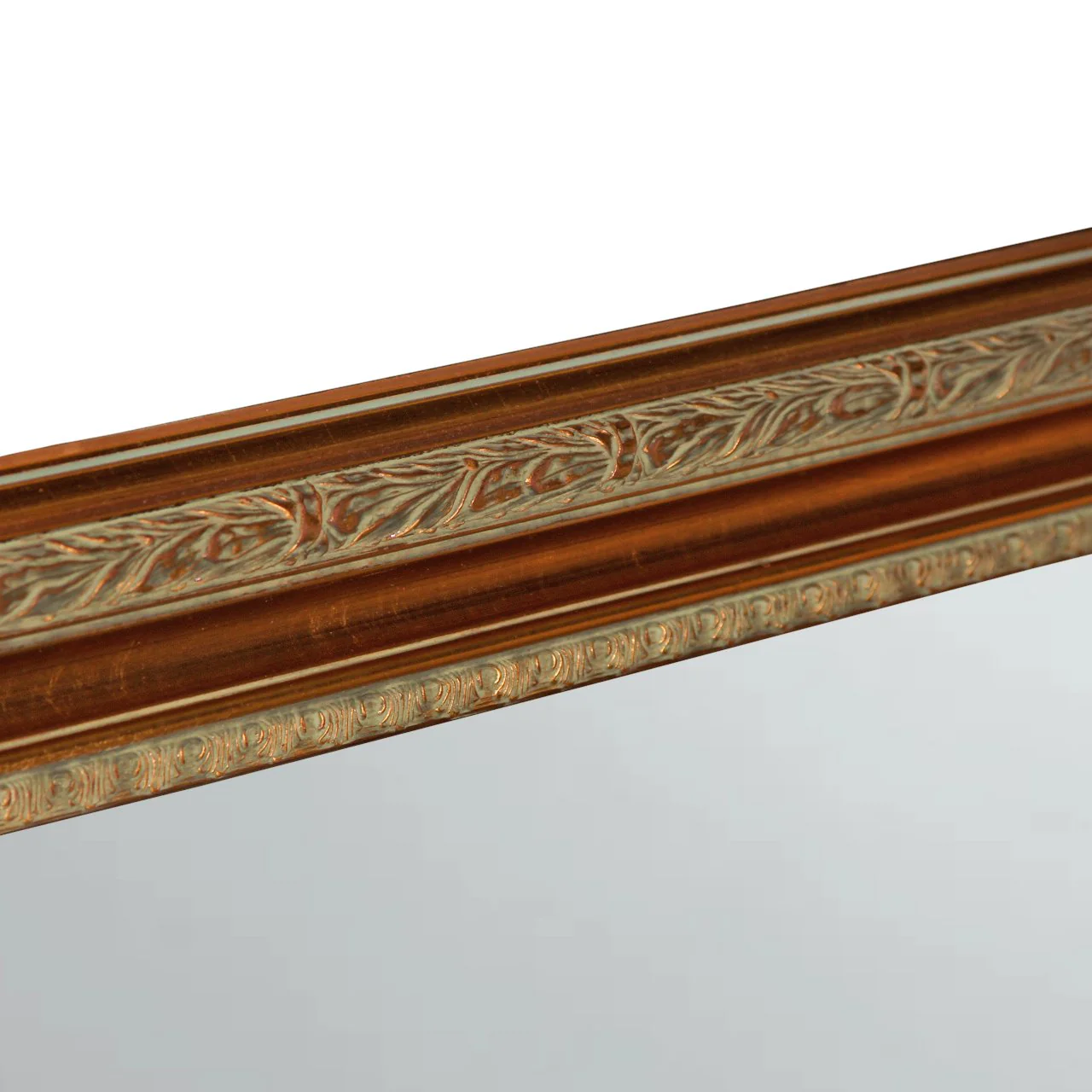 Vintage Large Handcarved Gilt beveled Mirror with Patina - Image 3