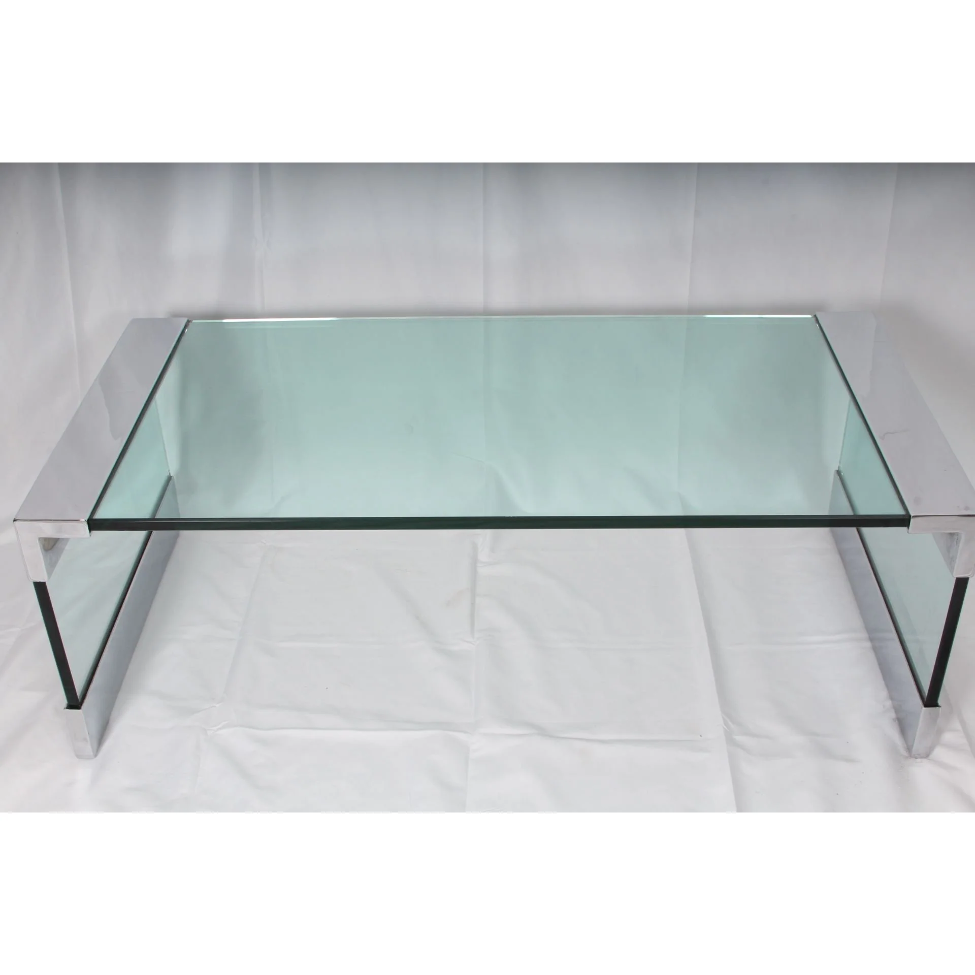 Vintage Leon Rosen Nickel and Glass Waterfall Coffee Table for Pace - Image 14