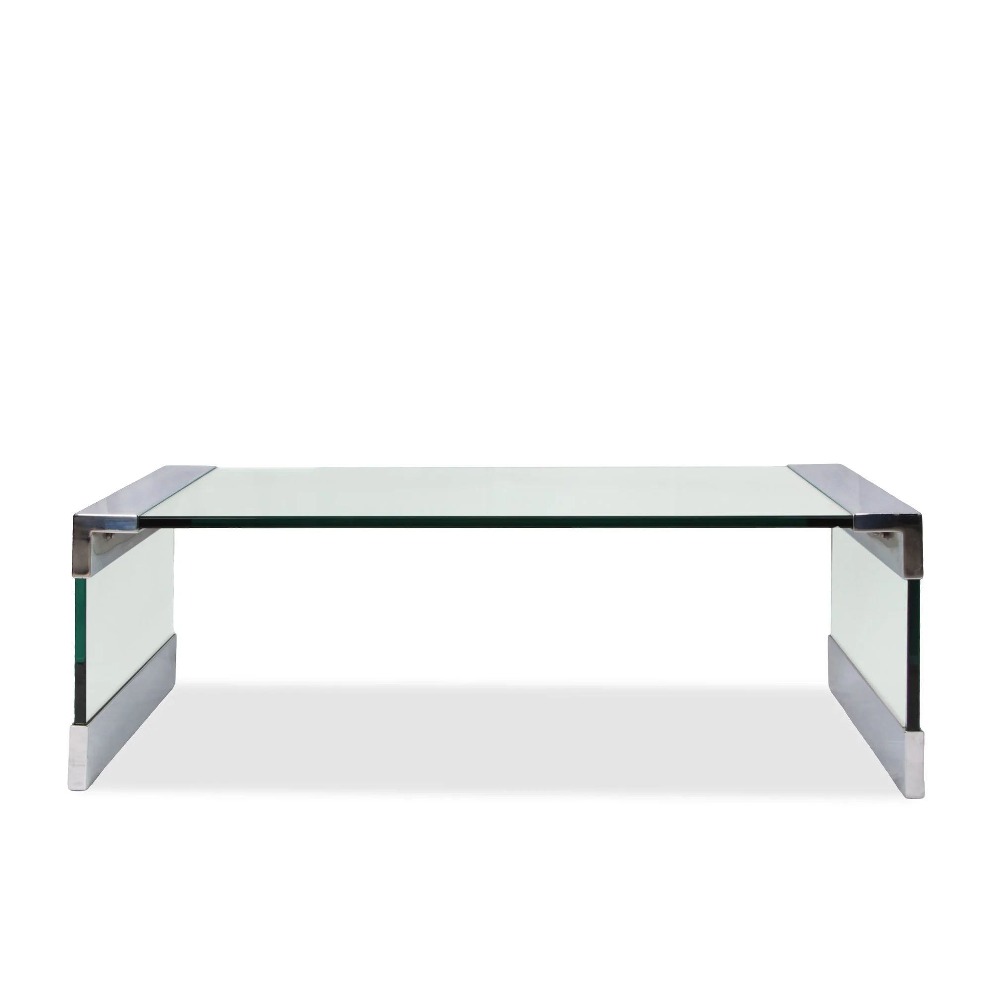 Vintage Leon Rosen Nickel and Glass Waterfall Coffee Table for Pace - Image 5