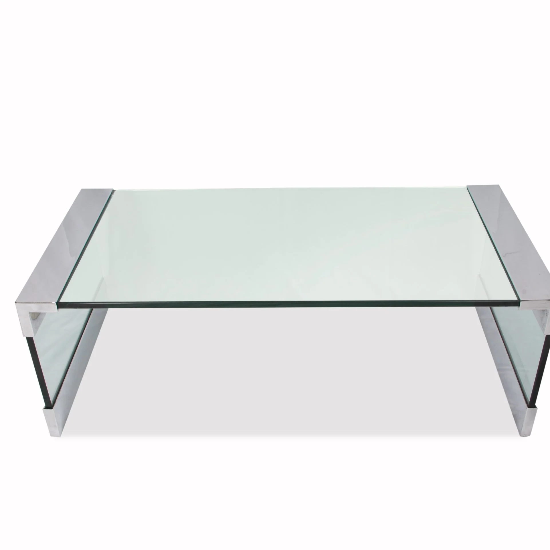 Vintage Leon Rosen Nickel and Glass Waterfall Coffee Table for Pace - Image 8