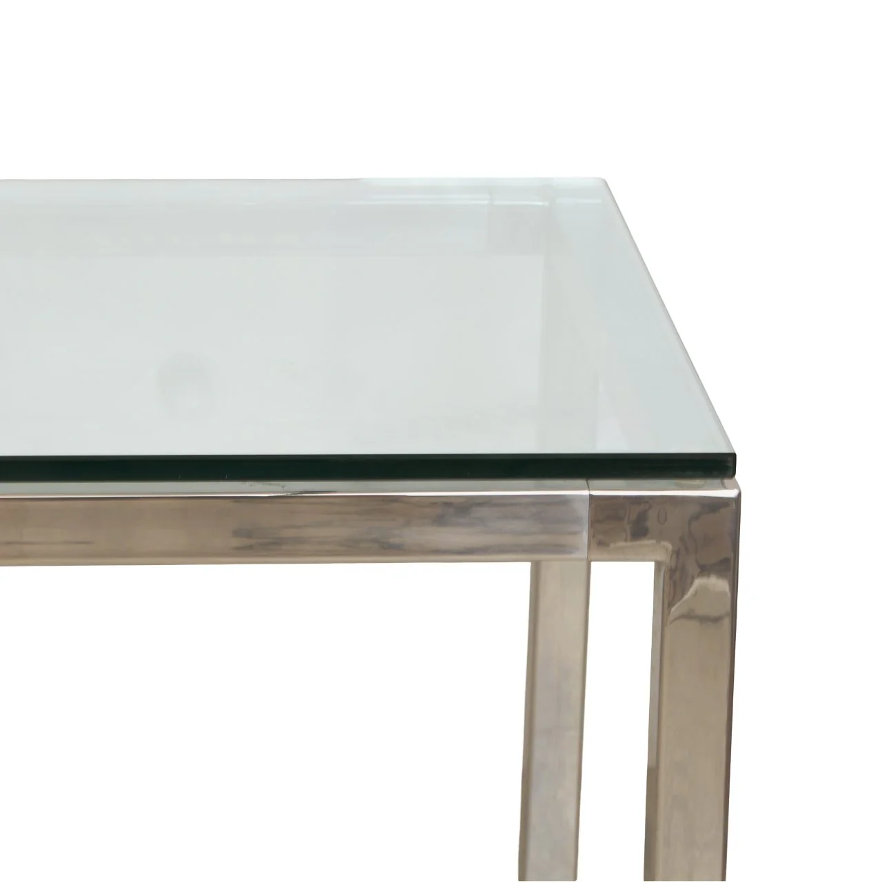 Vintage Milo Baughman Polished Nickel Glass Top Dining Table, Attributed C1960s - Image 3