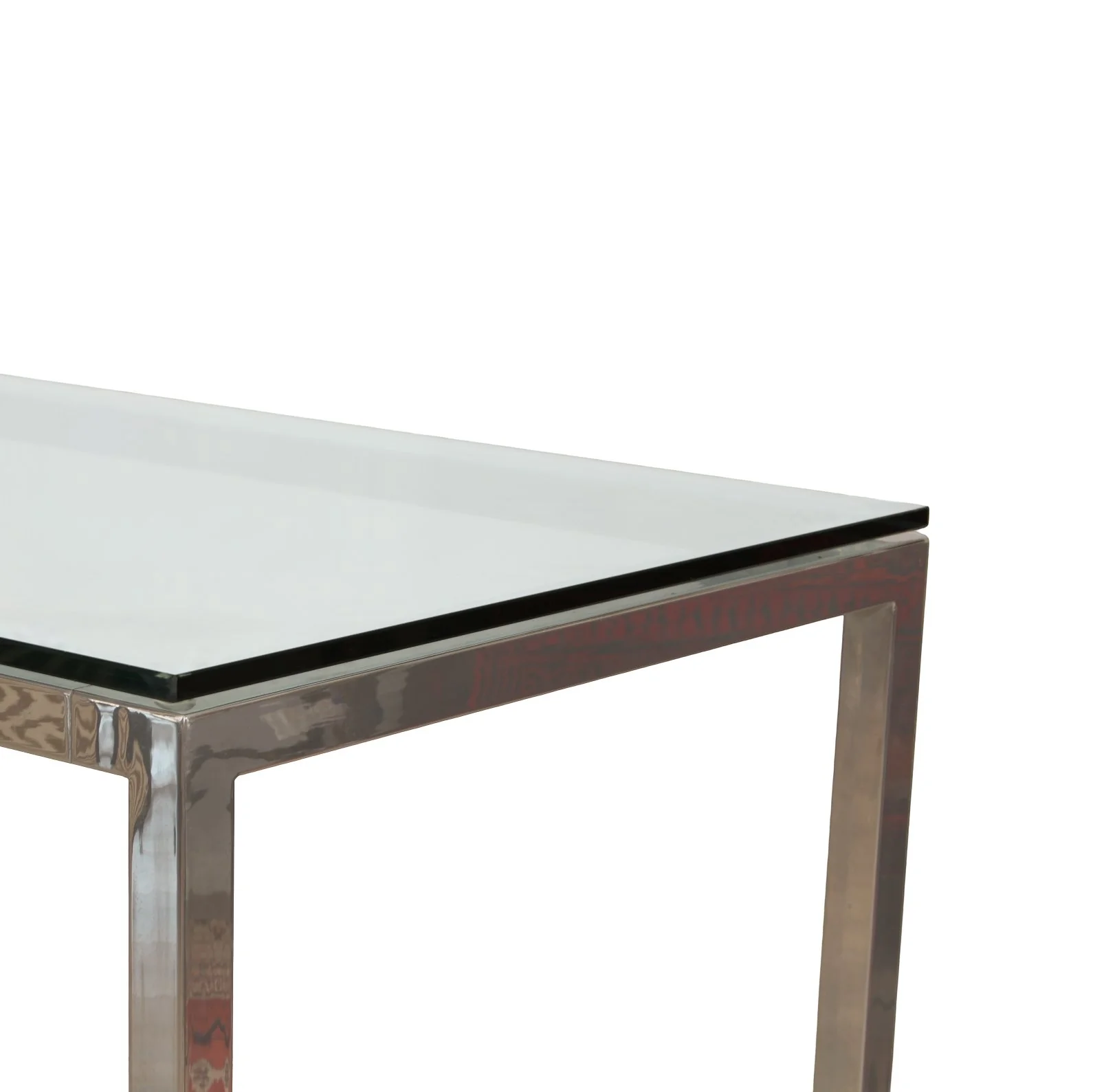 Vintage Milo Baughman Polished Nickel Glass Top Dining Table, Attributed C1960s - Image 4