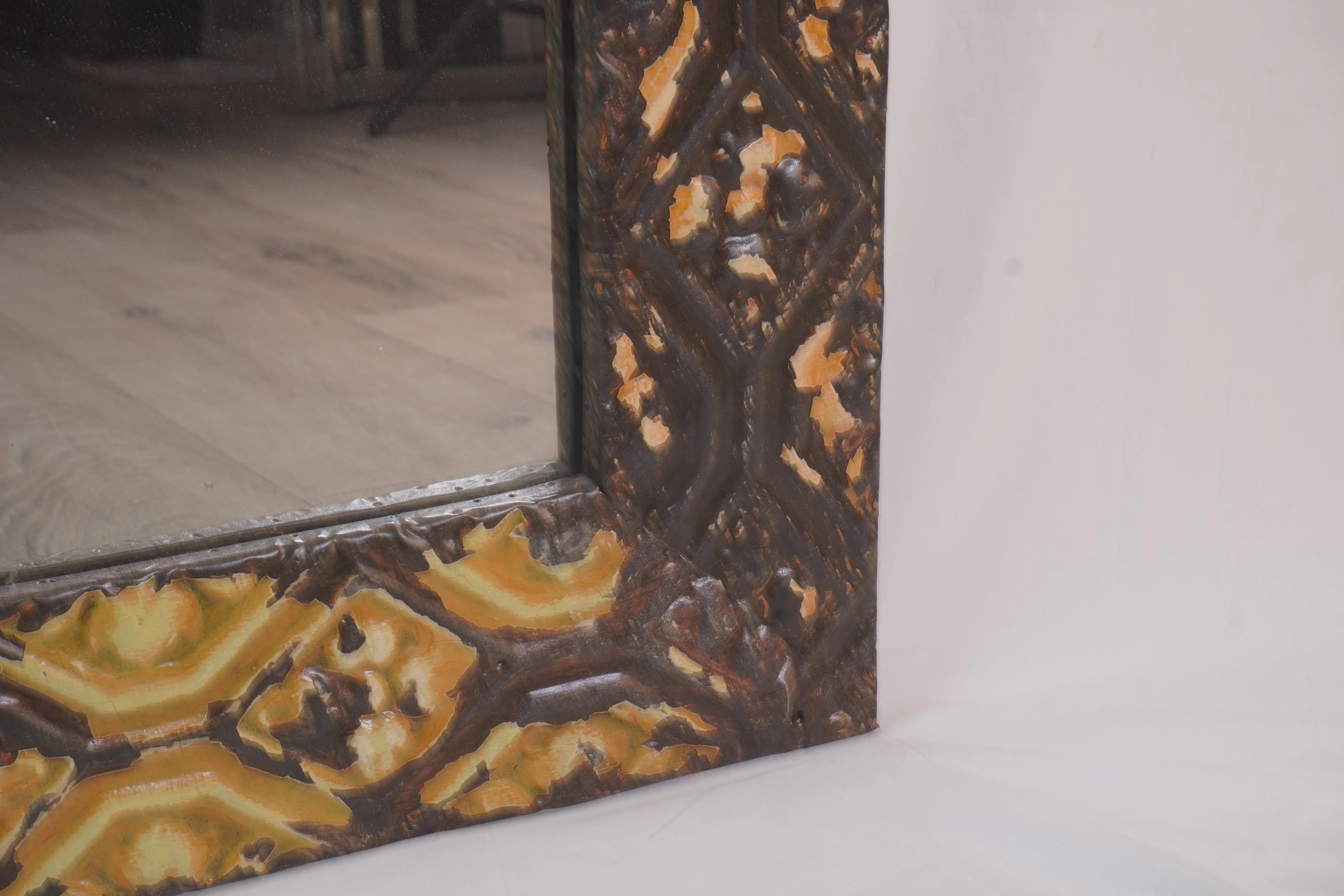 Vintage Tin Frame Mirror - Image 3
